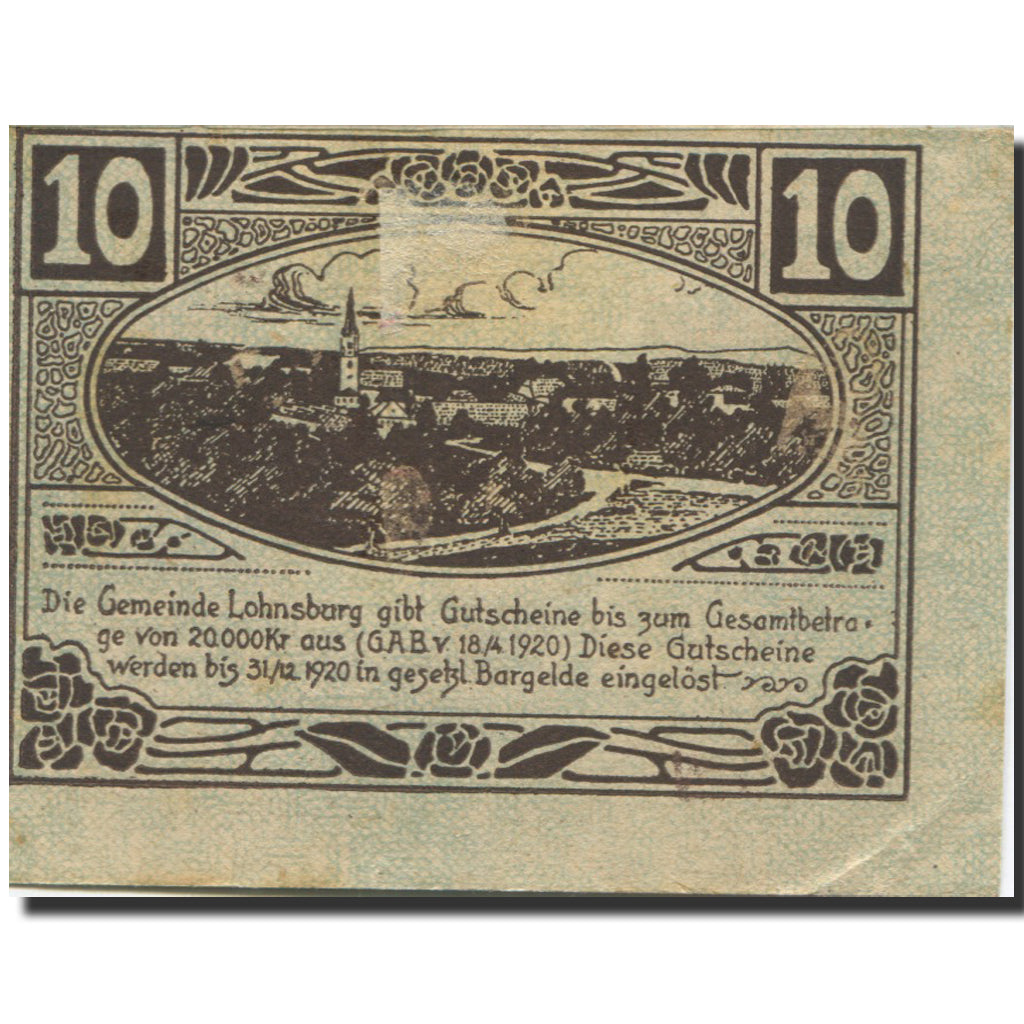 Banknote, Austria, Lohnsburg, 10 Heller, Eglise, 1920 UNC(63) Mehl:FS 561II