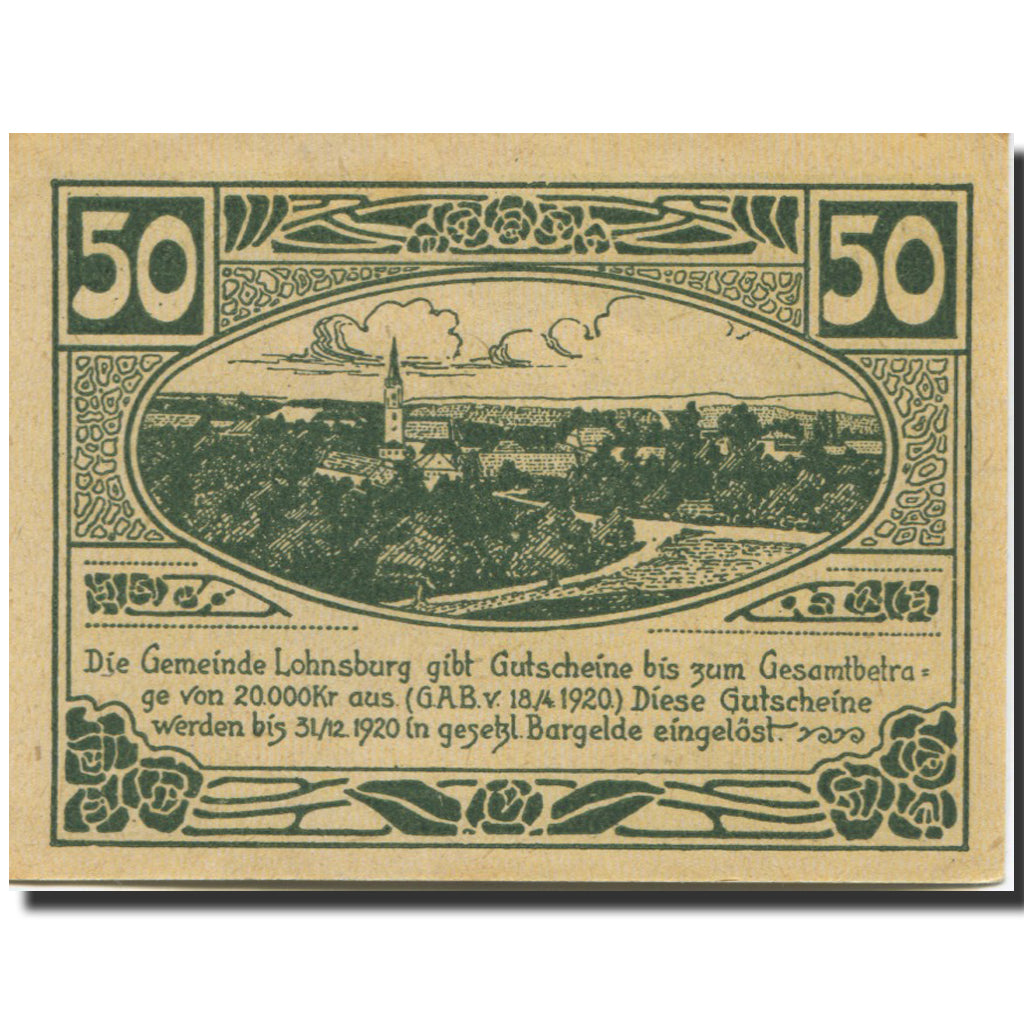 Banknote, Austria, Lohnsburg, 50 Heller, Eglise, 1920 UNC(63) Mehl:FS 561II