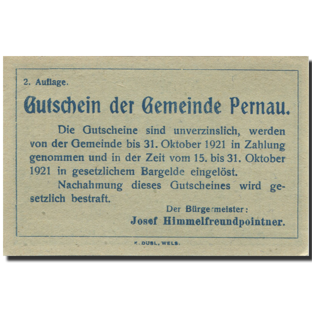 Banknote, Austria, Pernau, 20 Heller, champs 1920-10-31, UNC(63), Mehl:FS 734II