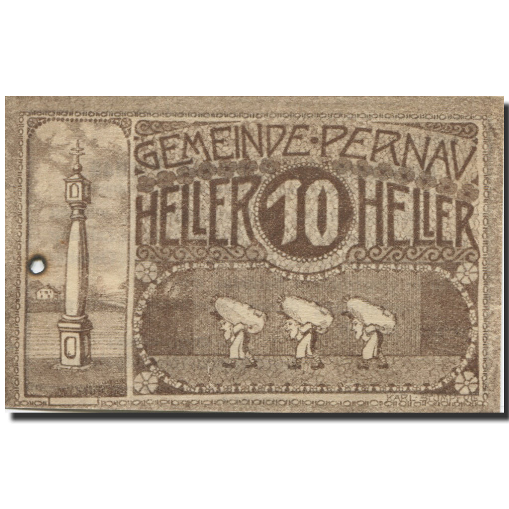 Banknote, Austria, Pernau, 10 Heller, Monument, 1920 UNC(63) Mehl:FS 734II