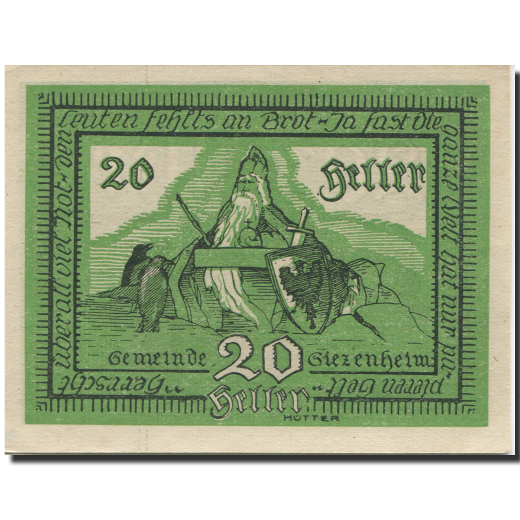 Banknote, Austria, Siezenheim, 20 Heller, personnage, UNC(63), Mehl:FS 996a