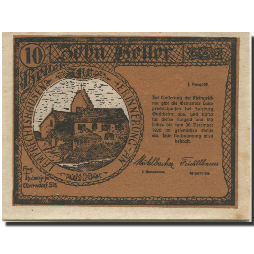 Banknote, Austria, Arnsdorf, 10 Heller, village 1920-12-30, UNC(63) Mehl:FS 1122