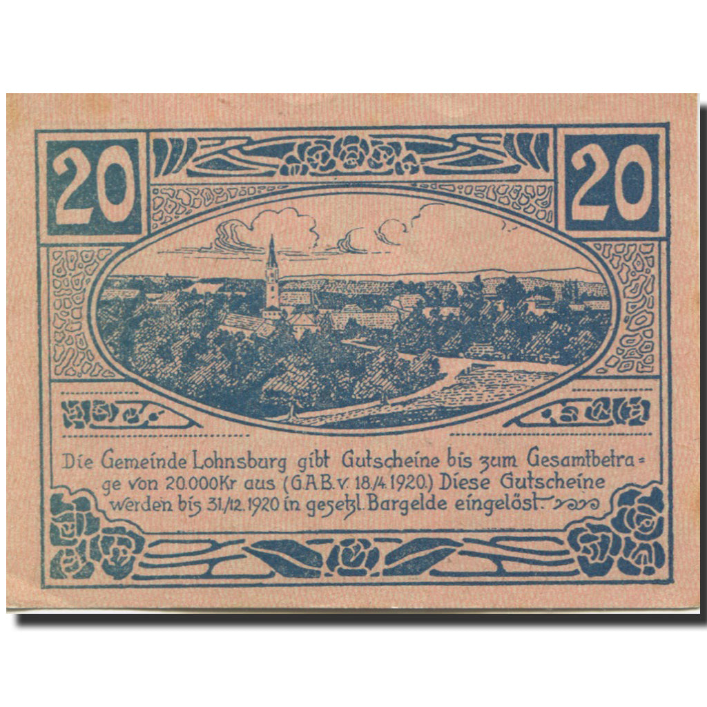 Banknote, Austria, Lohnsburg, 20 Heller, Eglise, 1920, UNC(63) Mehl:FS 561II