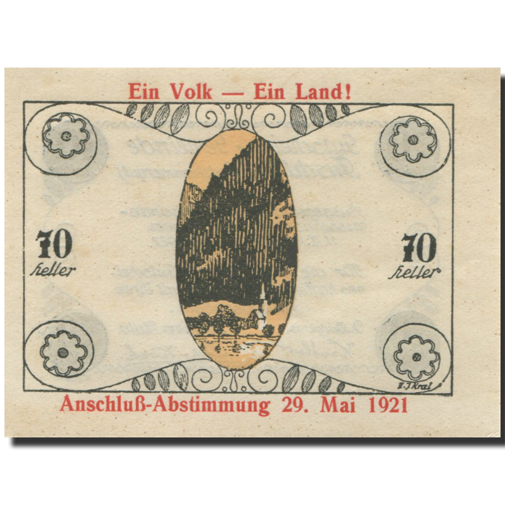 Billet, Autriche, Fuschl, 70 Heller, montagne 1922-01-01, SPL Mehl:FS 215b