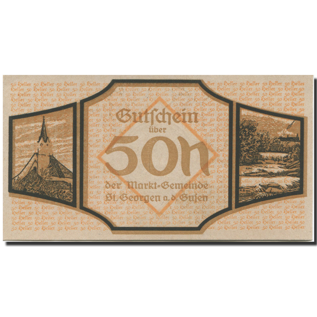 Geldschein, Österreich, St Georgen, 50 Heller, Eglise, UNZ-, Mehl:FS 886I