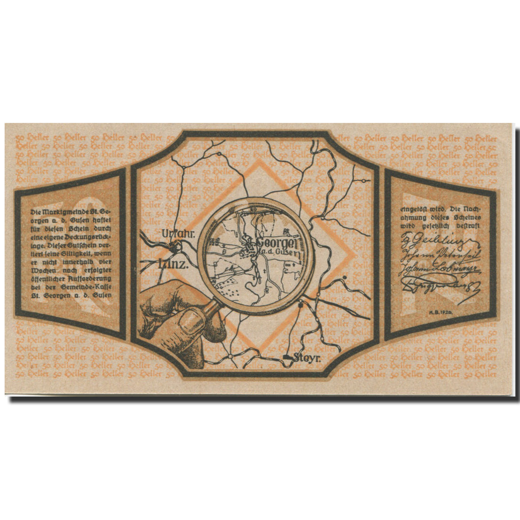 Geldschein, Österreich, St Georgen, 50 Heller, Eglise, UNZ-, Mehl:FS 886I