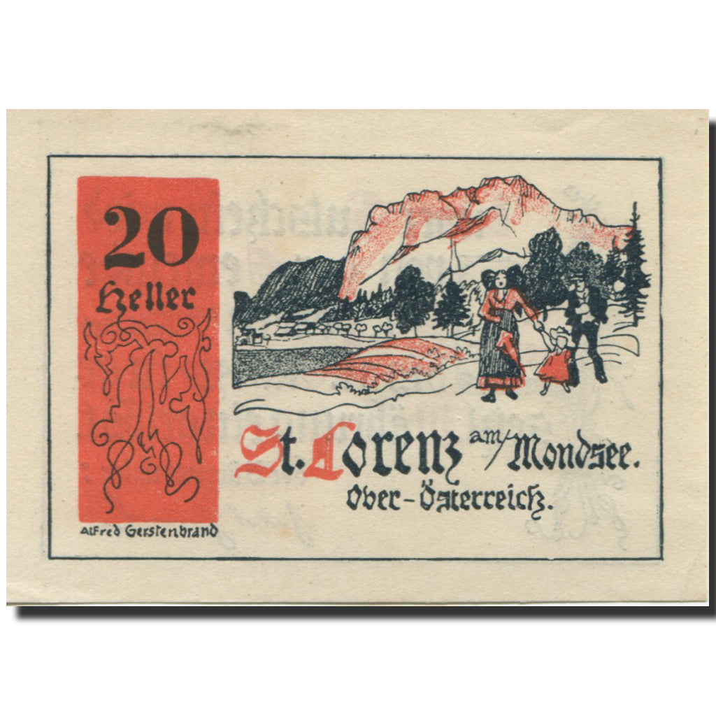 Banknote, Austria, St Lorenz, 20 Heller, personnage, 1920 UNC(63) Mehl:FS 904a