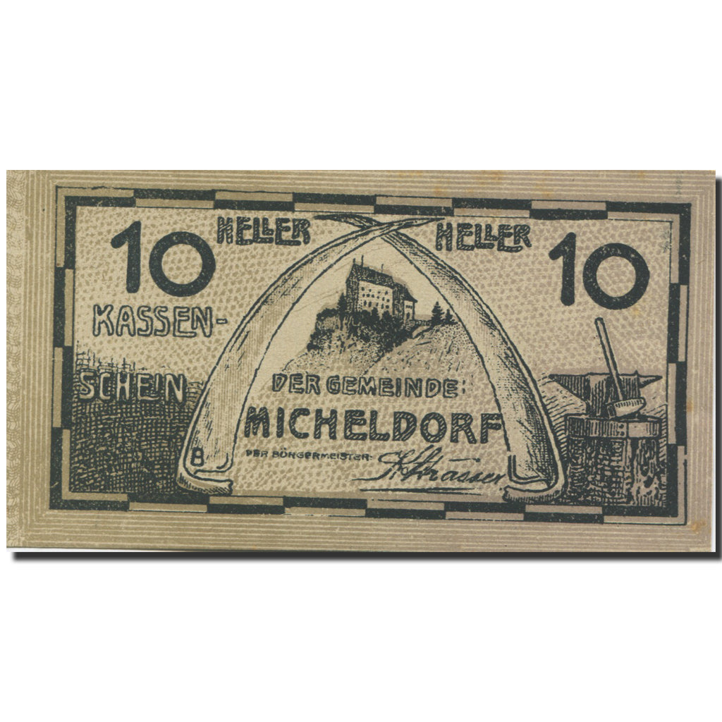 Banknote, Austria, Micheldorf, 10 Heller, château, 1920 UNC(63) Mehl:FS 612h