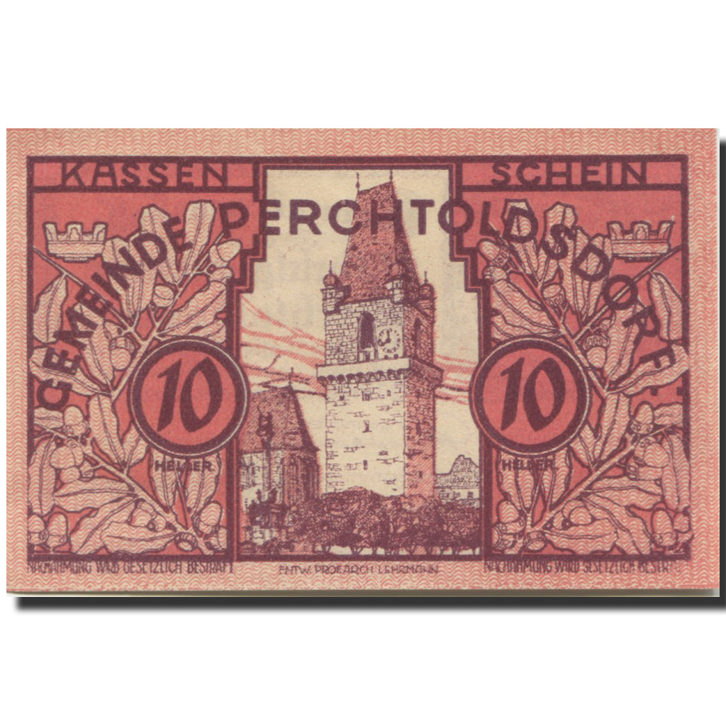 Billete, Austria, Perchtoldsdorf, 10 Heller, château 1920-12-31, SC Mehl:FS 728