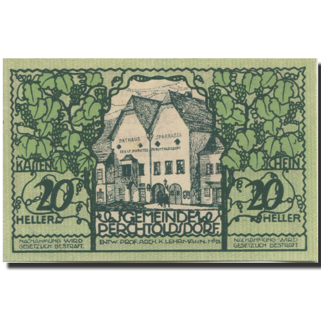 Banknote, Austria, Perchtoldsdorf, 20 Heller, mairie, 1920, UNC(63) Mehl:FS 728