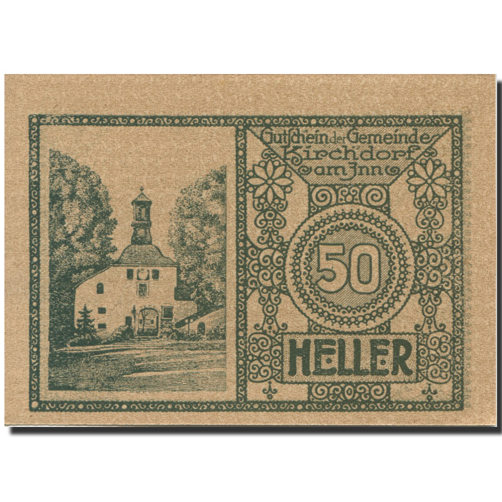 Biljet, Oostenrijk, Kirchdorf, 50 Heller, Eglise 1920-12-31, SPL Mehl:FS 444a