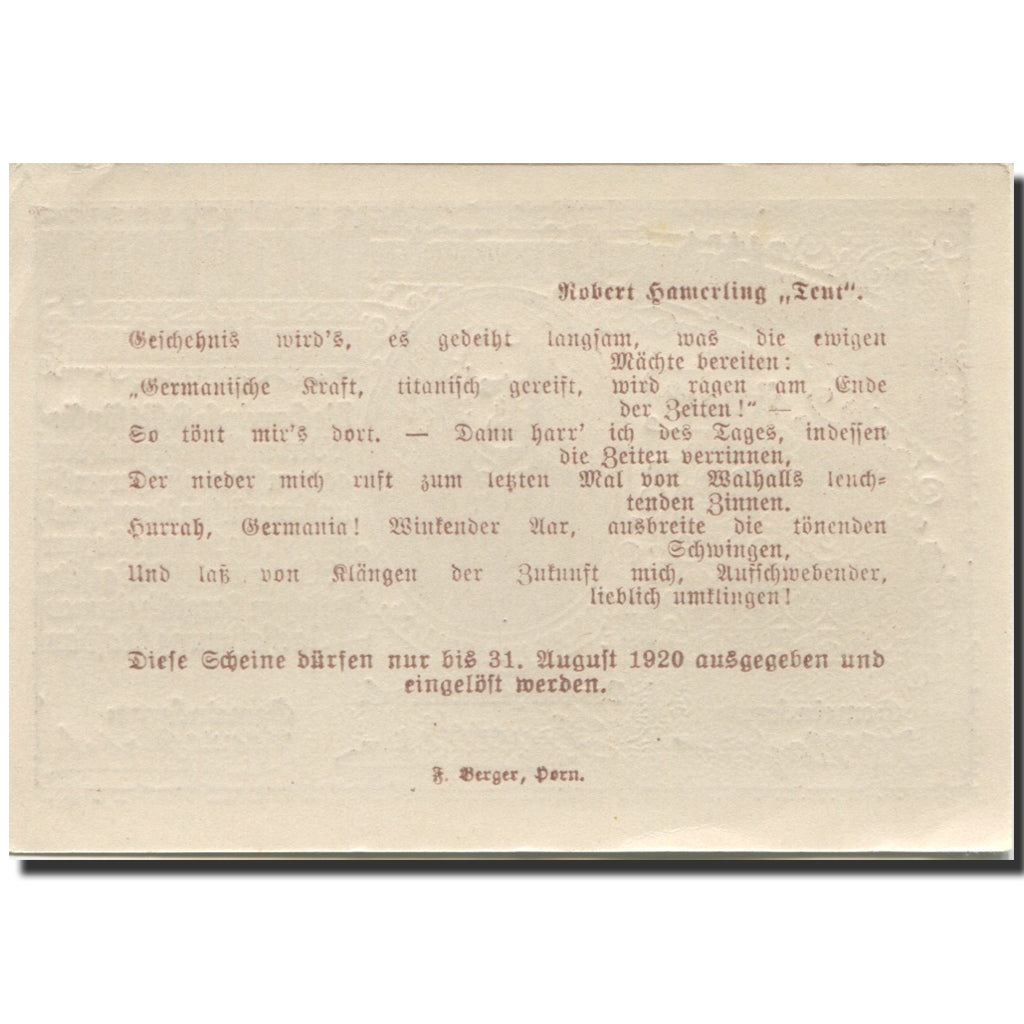 Banknote, Austria, Kirchberg, 1 Krone, portrait, 1920 UNC(63) Mehl:FS 440a