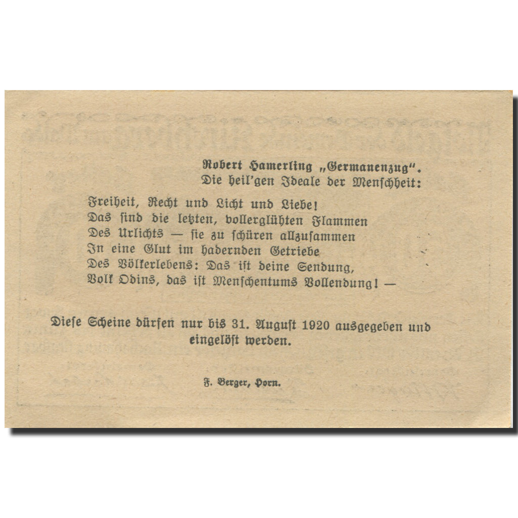 Banknote, Austria, Kirchberg, 50 Heller, village, 1920 UNC(63) Mehl:FS 440a