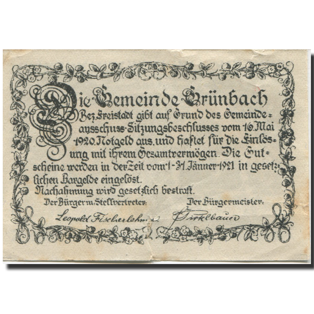Banknote, Austria, Freistadt, 20 Heller  1921, 1921-01-31 AU(55-58) Mehl:FS 302