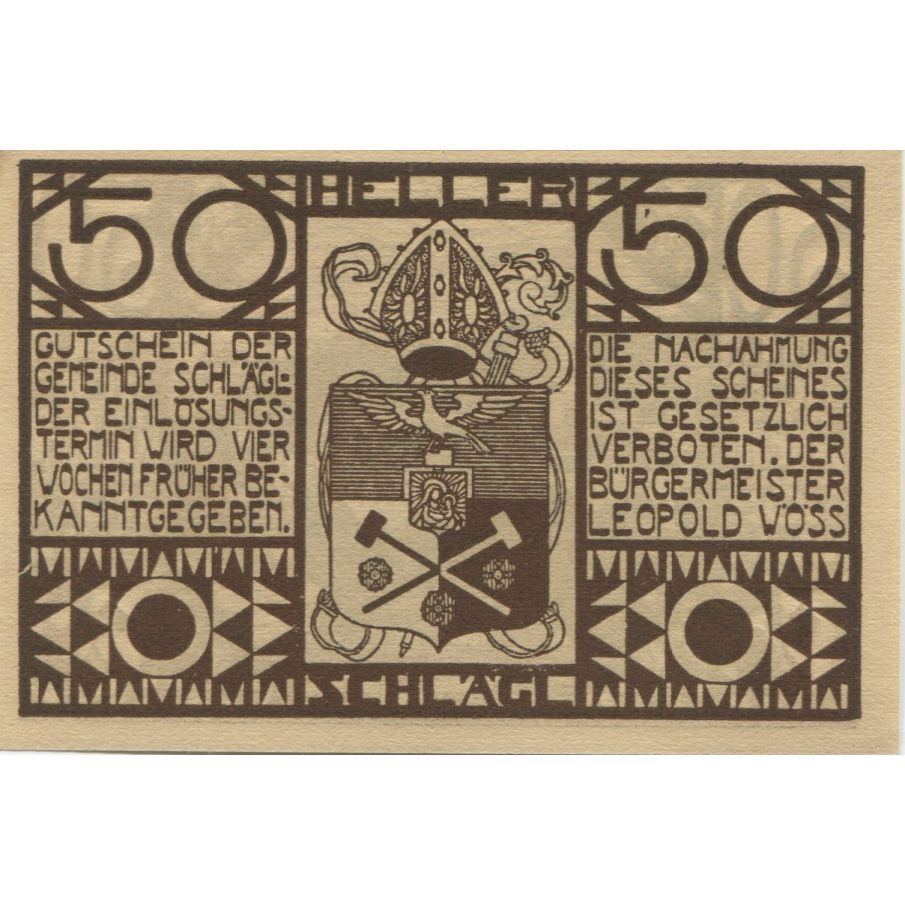 Banknote, Austria, Schlägl, 50 Heller, Eglise, UNC(63), Mehl:FS 960a