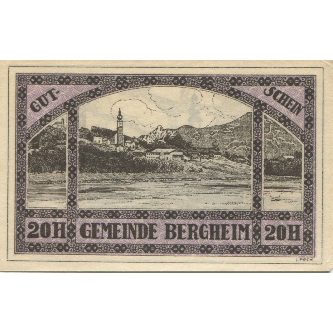 Banknote, Austria, Bergheim, 20 Heller, Eglise, 1920 UNC(63) Mehl:FS 82I