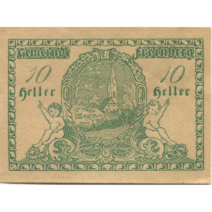 Banknote, Austria, Freinberg, 10 Heller, paysage, 1920 UNC(63) Mehl:FS 211Ia