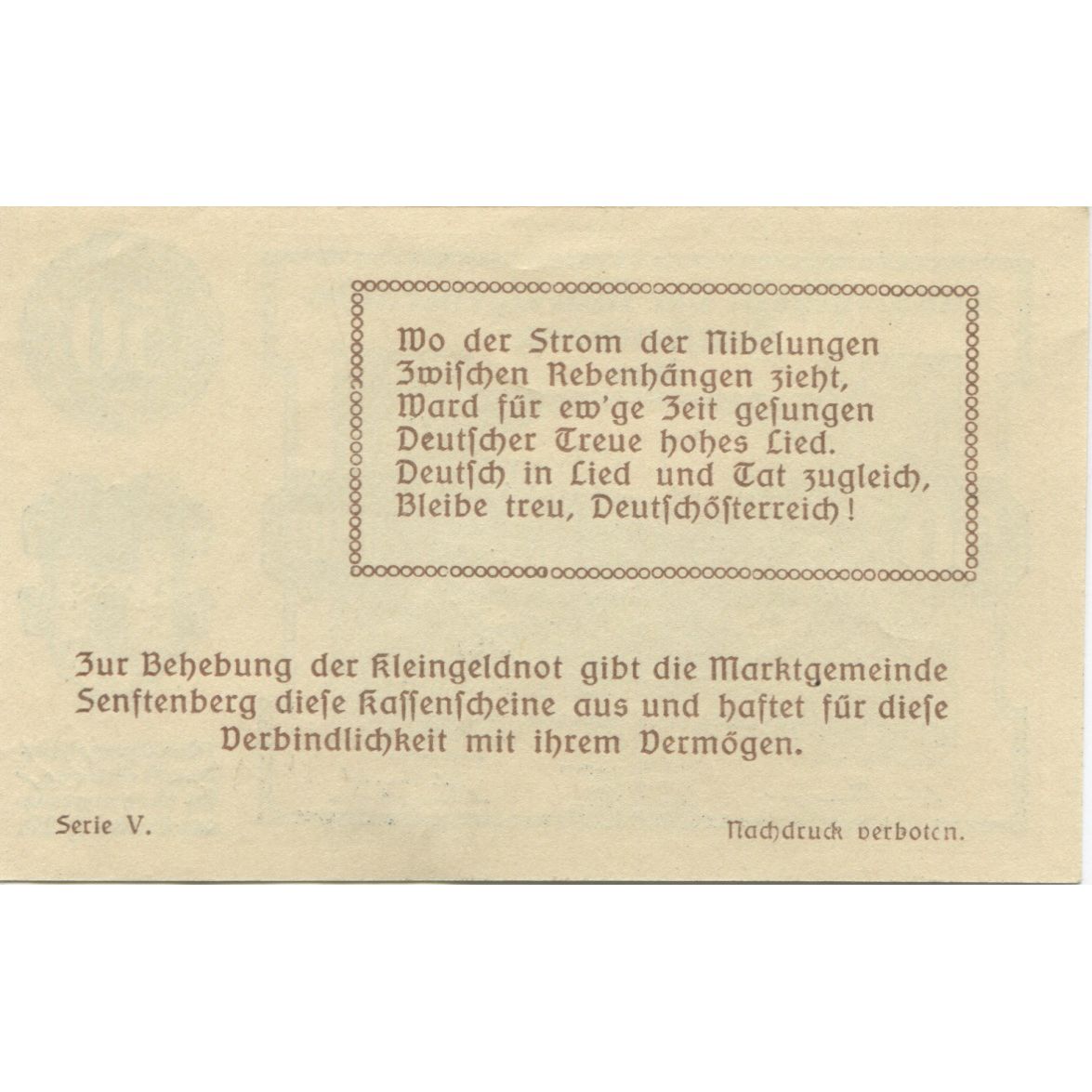 Banknote, Austria, Senftenberg, 50 Heller, château, 1920 UNC(63) Mehl:FS 993g