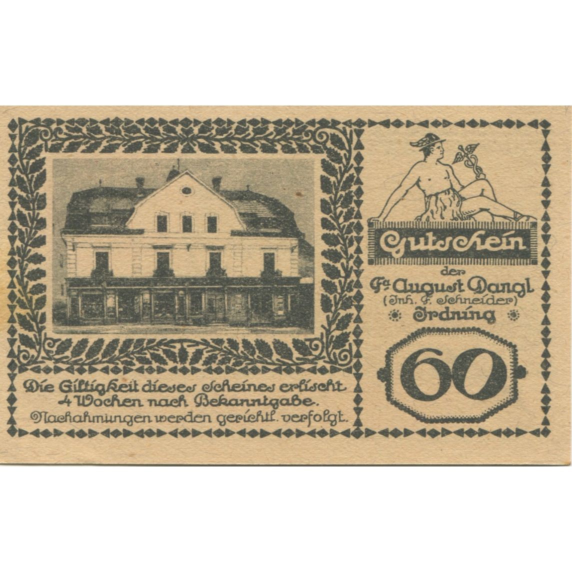 Banknote, Austria, Irdning, 60 Heller, paysage, UNC(63), Mehl:FS 416
