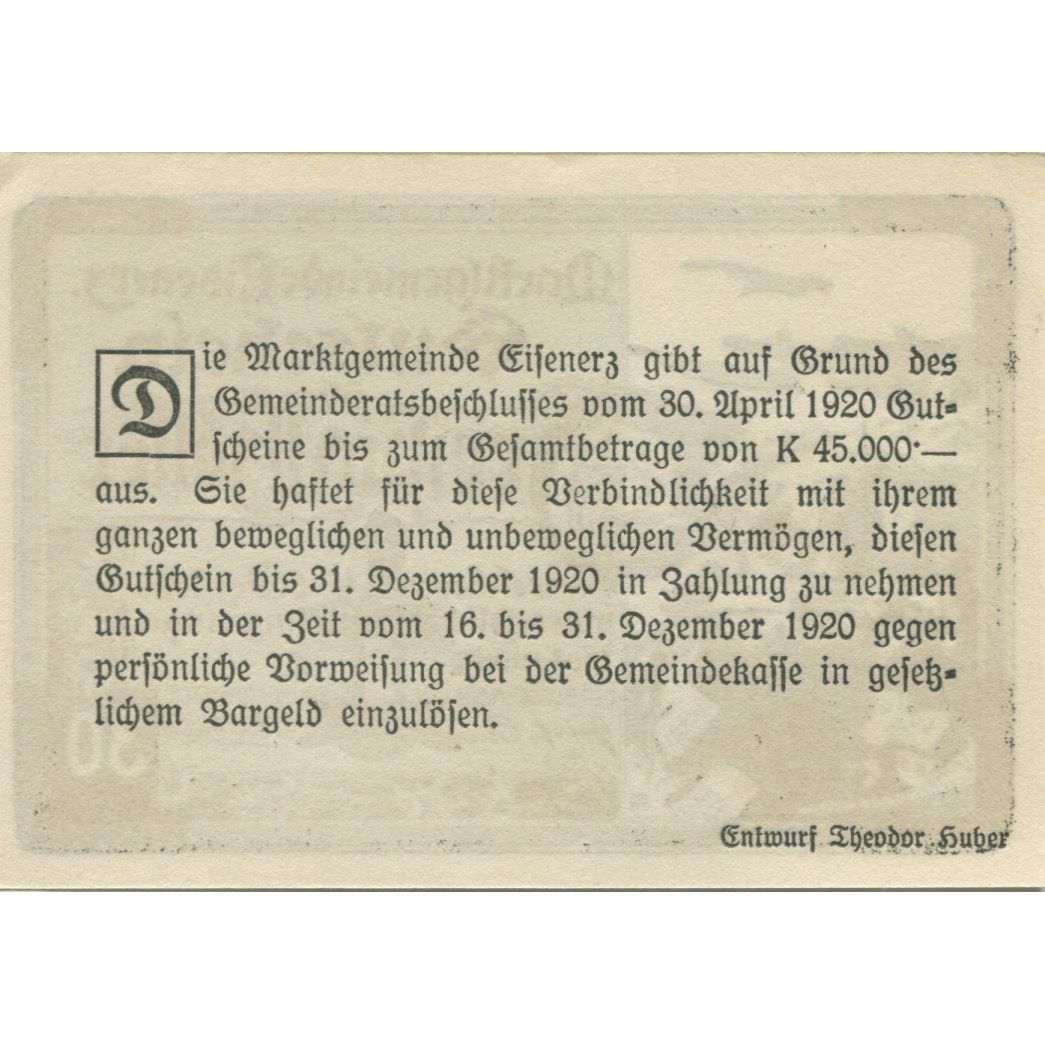 Banknote, Austria, Eisenerz, 30 Heller, Eglise, 1920, UNC(63) Mehl:FS 169