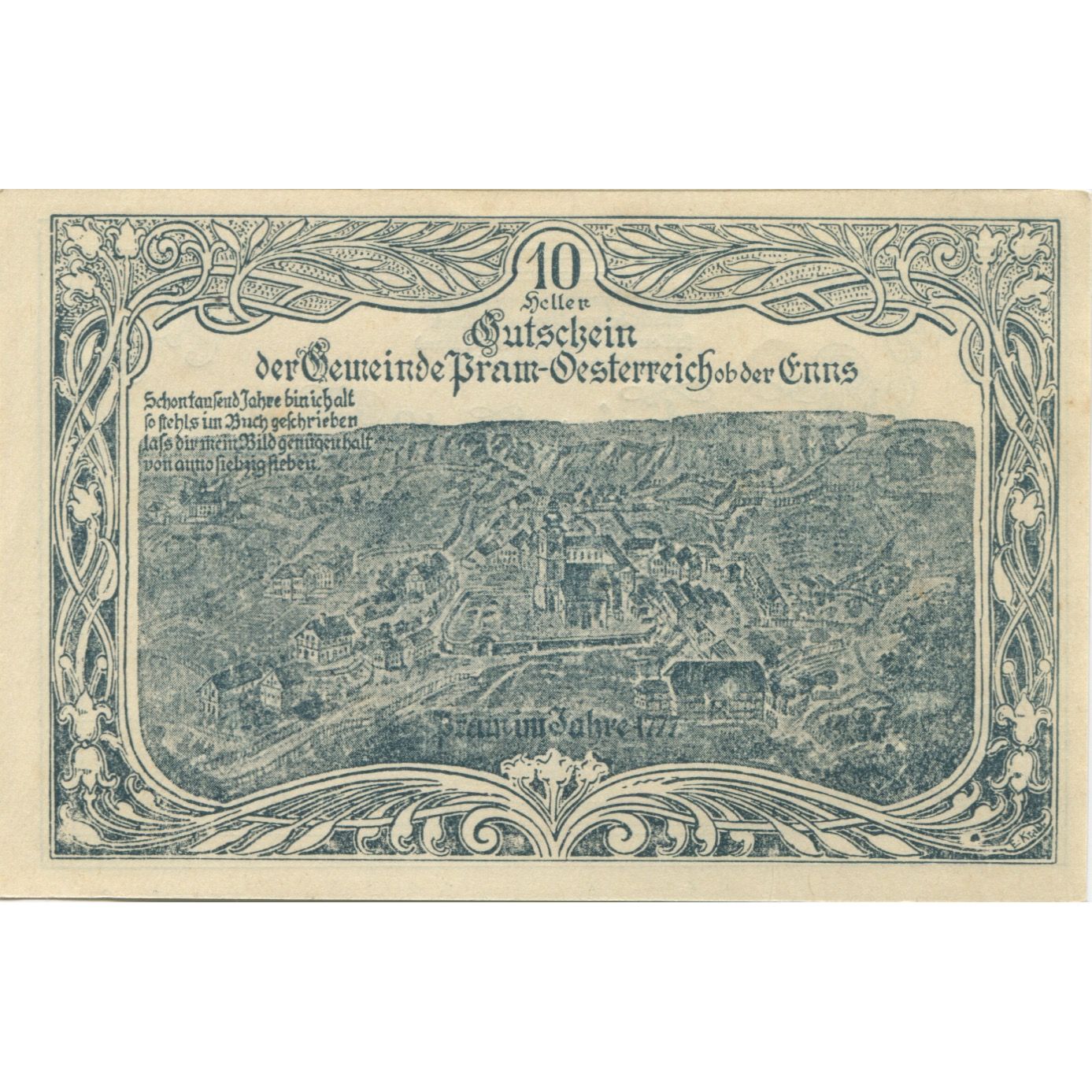 Banknote, Austria, Pram, 10 Heller, montagne 1920-12-31, UNC(63) Mehl:FS 778a