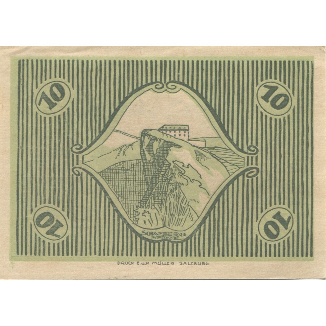 Nota, Áustria, St Gilgen, 10 Heller, Eglise 1920-10-15, UNC(63), Mehl:FS 891a