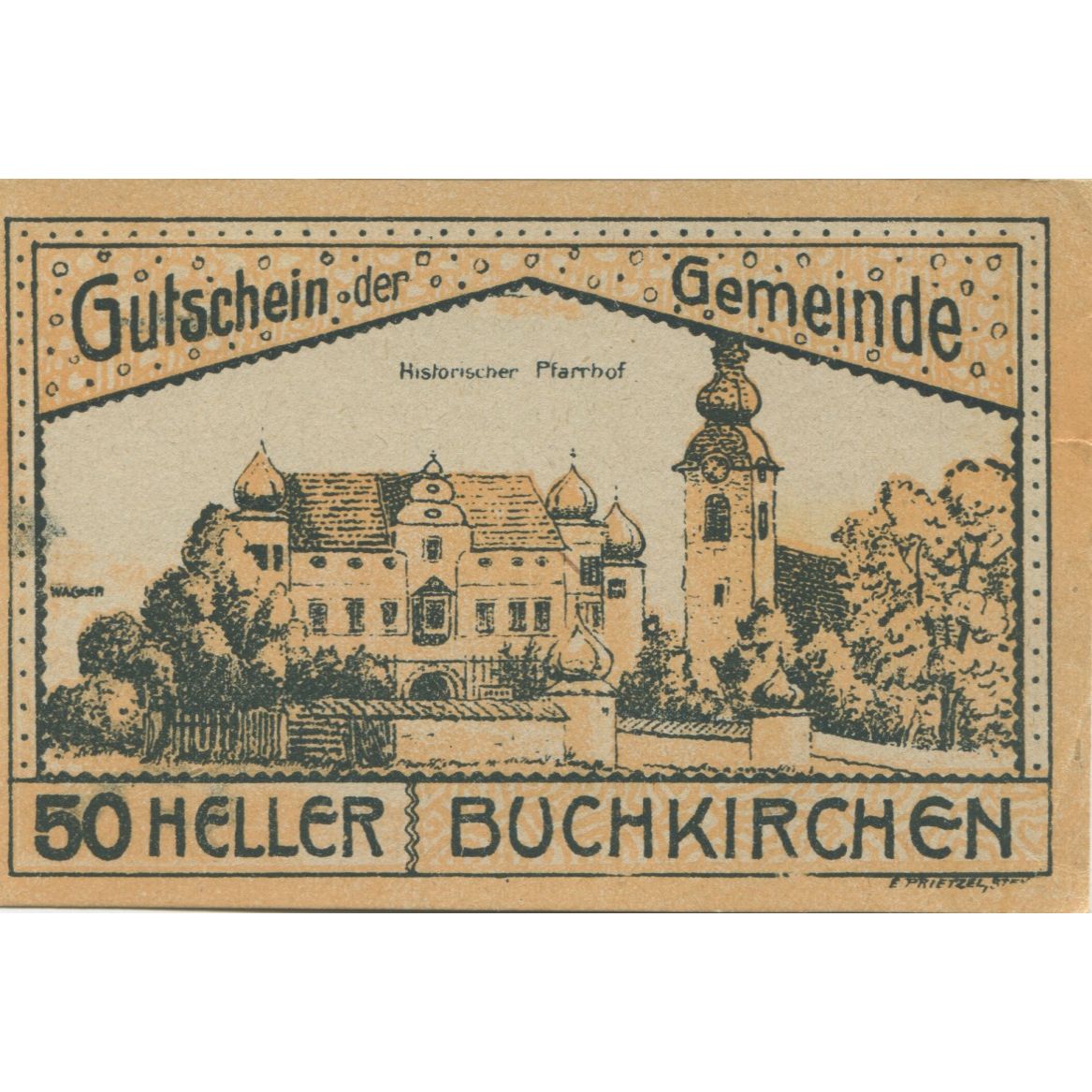 Nota, Áustria, Buchkirchen, 50 Heller, château 1920-10-31, UNC(63) Mehl:FS 114a