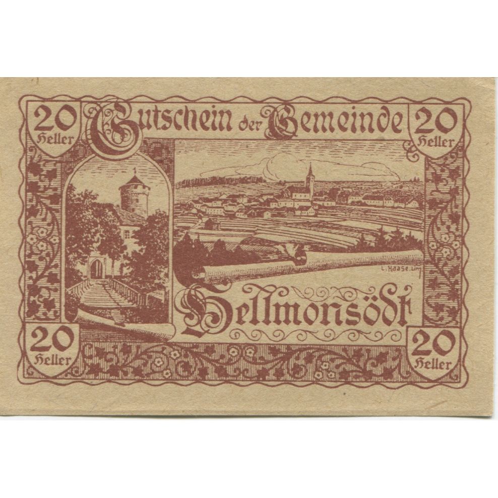 Geldschein, Österreich, Hellmonsodt, 20 Heller, champs, UNZ-, Mehl:FS 364
