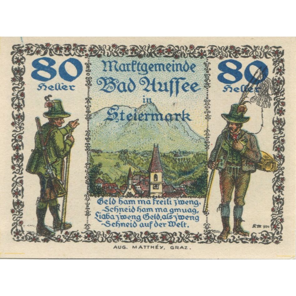 Biljet, Oostenrijk, Bad Aussee, 80 Heller, paysage 1920-12-31, SPL Mehl:FS 73