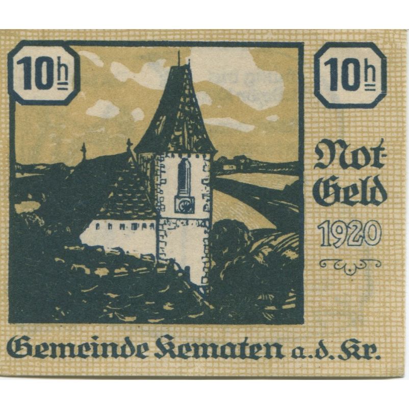 Geldschein, Österreich, Kematen 10 Heller, château, 1920 UNZ- Mehl:FS 430c