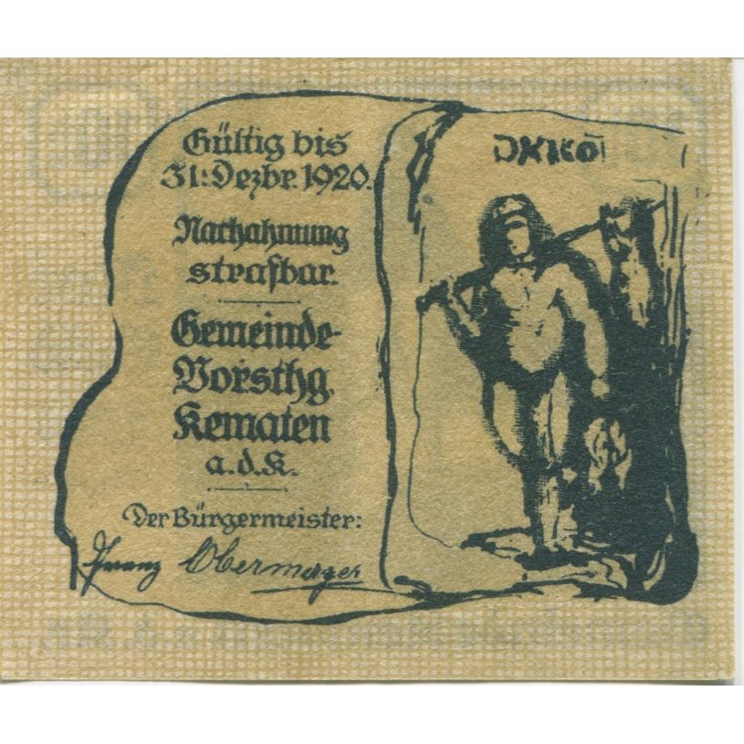 Geldschein, Österreich, Kematen 10 Heller, château, 1920 UNZ- Mehl:FS 430c