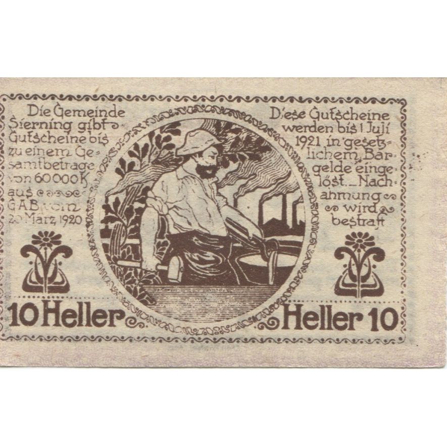 Banknote, Austria, Sierning, 10 Heller, Usine, 1920-07-01, UNC(63) Mehl:FS 995c