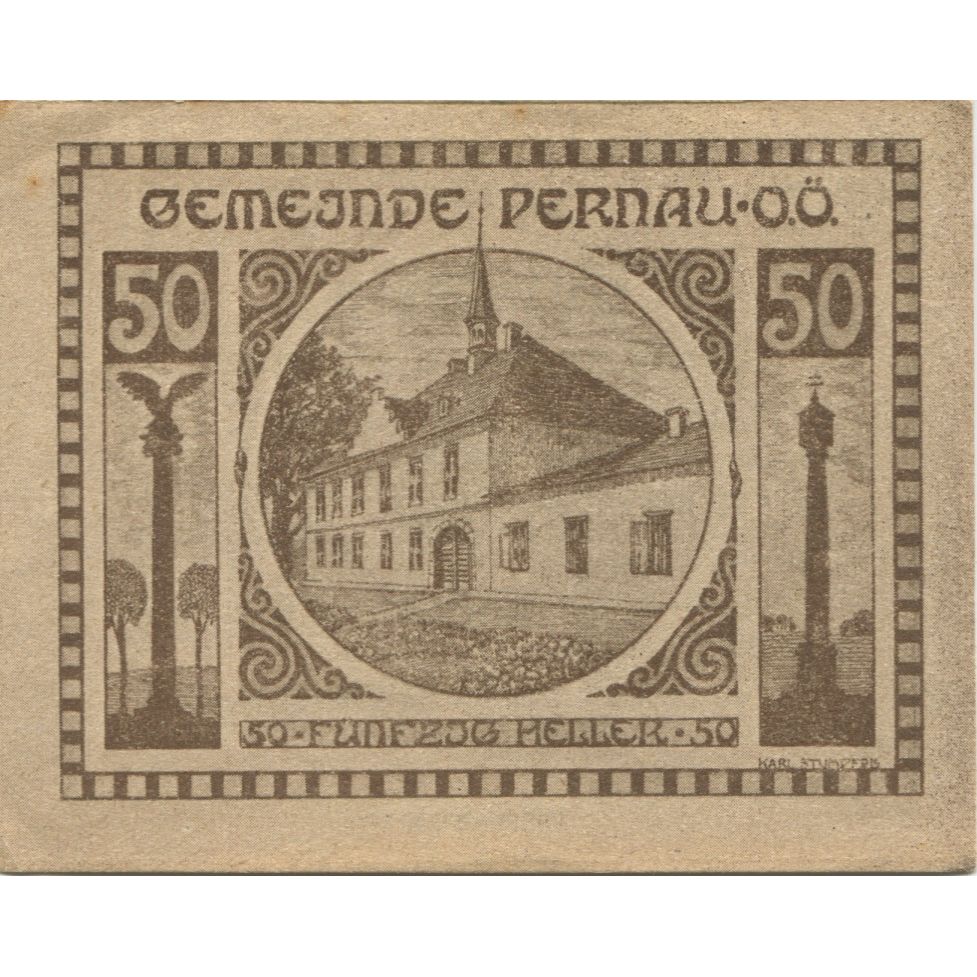 Banknote, Austria, Pernau, 50 Heller, Eglise 1920-10-31, AU(55-58) Mehl:FS 734Ia