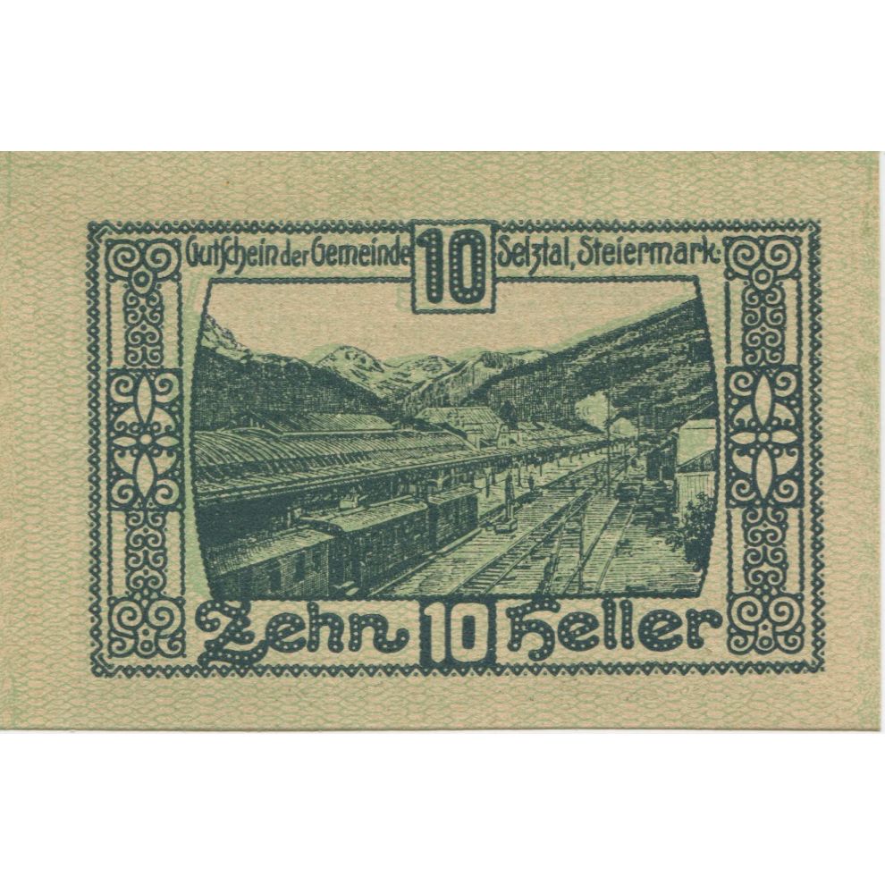 Banconote, Austria, Selztal, 10 Heller, gare, 1920, SPL, Mehl:FS 991a
