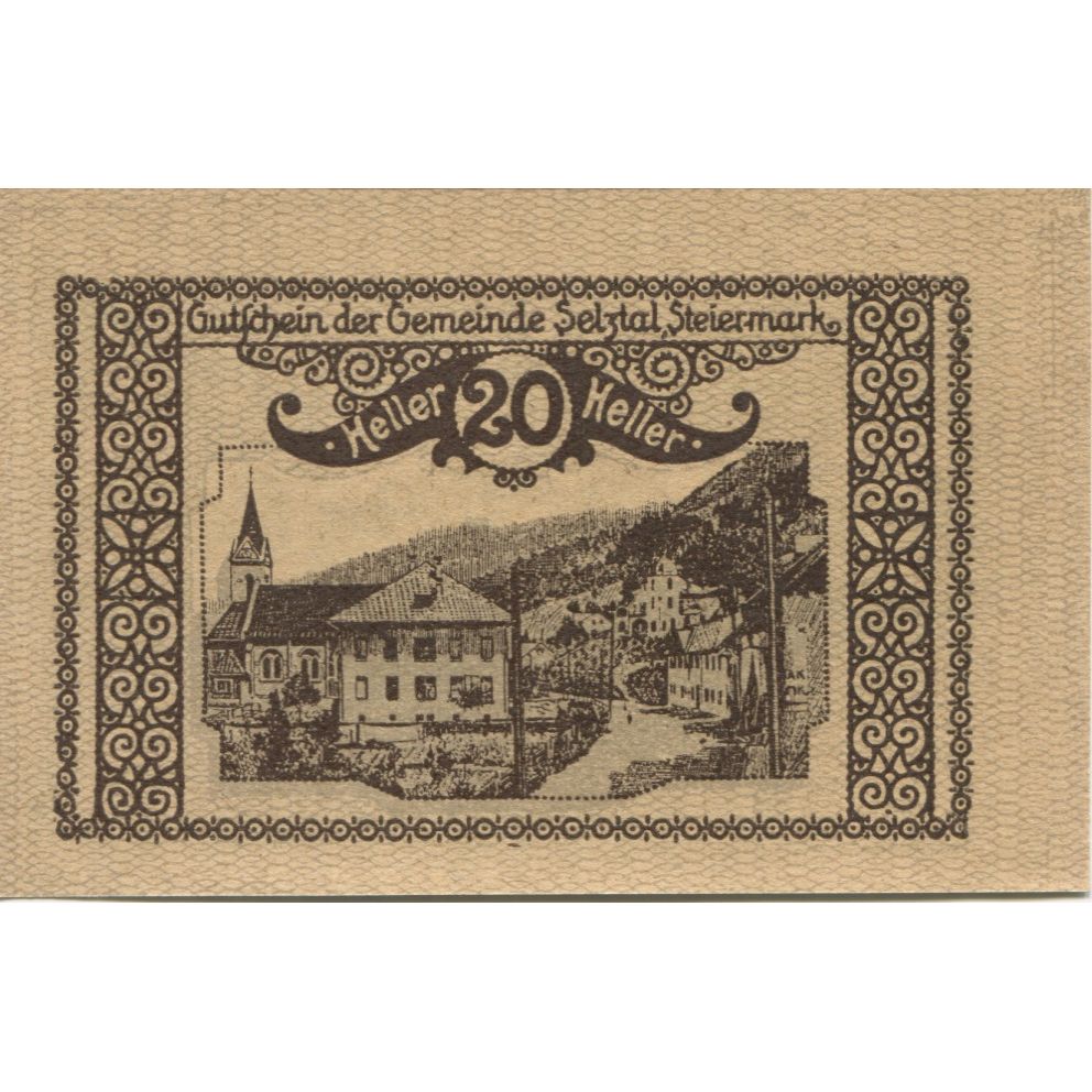 Banknote, Austria, Selztal, 20 Heller, personnage, 1920, UNC(63), Mehl:FS 991a