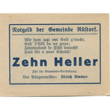 Banknote, Austria, Rustorf, 10 Heller, Blason, 1920 UNC(63) Mehl:FS 856a