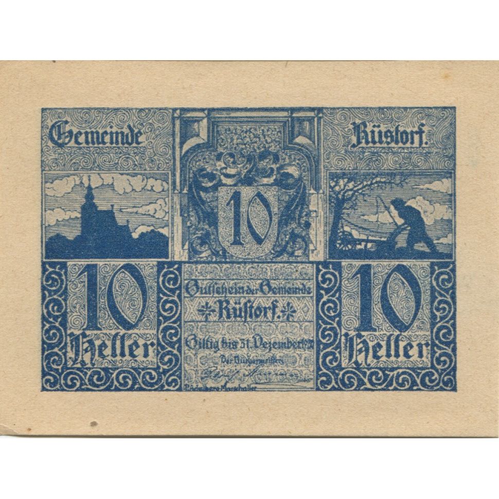 Banknote, Austria, Rustorf, 10 Heller, Blason, 1920 UNC(63) Mehl:FS 856a