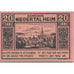 Nota, Áustria, Niederthalheim, 20 Heller, village, 1920 UNC(63) Mehl:FS 672d