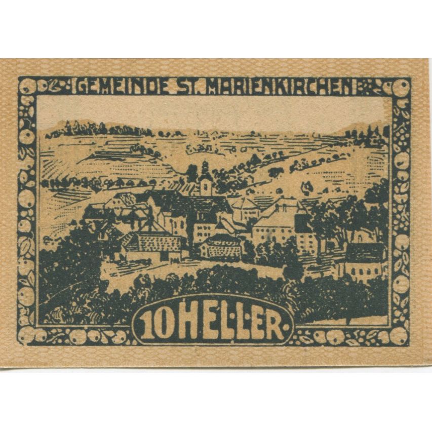 Nota, Áustria, Marienkirchen, 10 Heller, Eglise, 1920, UNC(63), Mehl:FS 909a