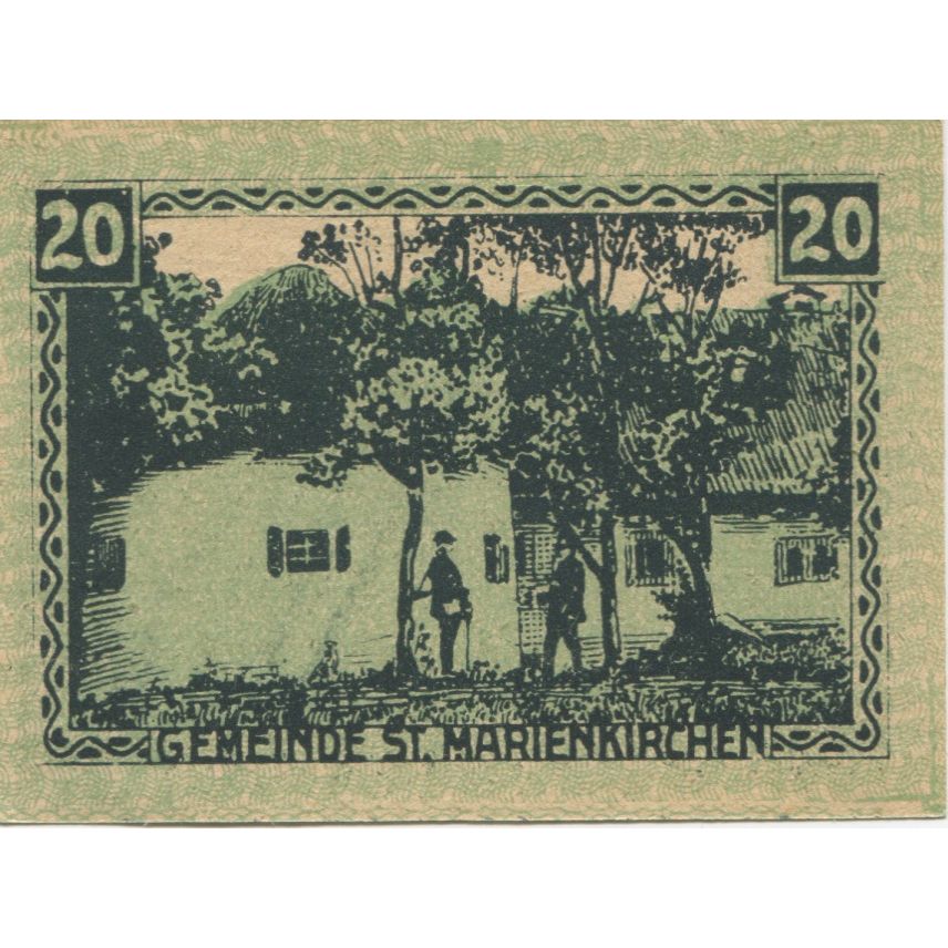 Nota, Áustria, Marienkirchen, 20 Heller, rue, 1920, UNC(63), Mehl:FS 909a