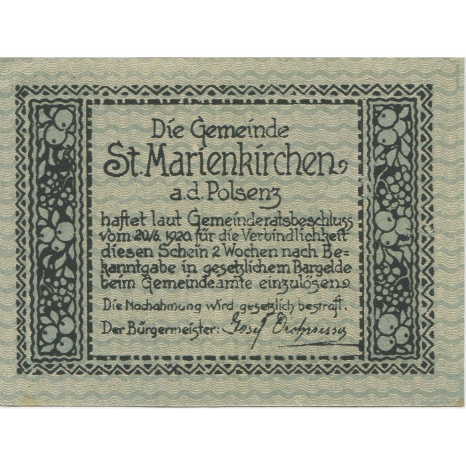 Banknote, Austria, Marienkirchen, 50 Heller, Eglise, 1920, UNC(63), Mehl:FS 909a