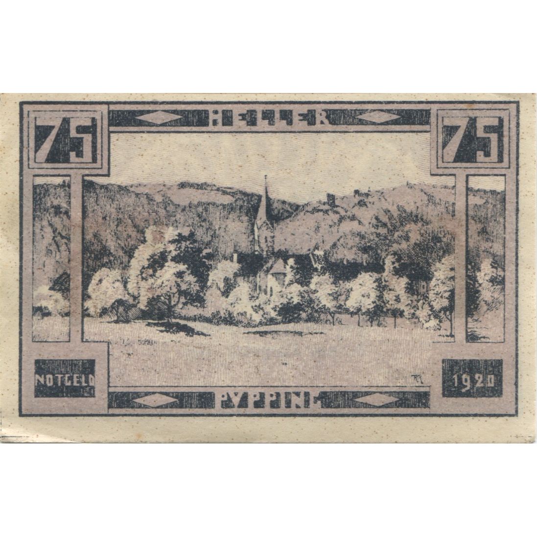 Banknote, Austria, Pupping, 75 Heller, village, 1920, UNC(63), Mehl:FS 792IIe