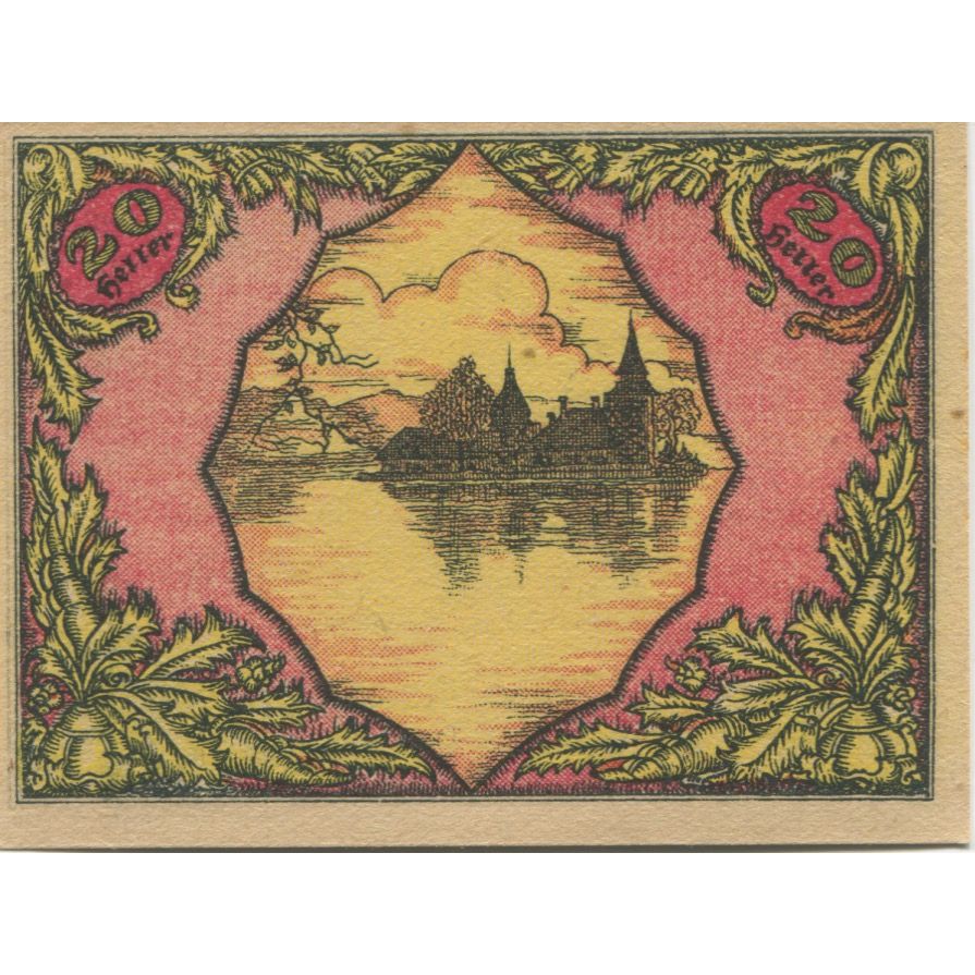 Banknote, Austria, Attersee, 20 Heller, paysage, 1920, UNC(63), Mehl:FS 988a