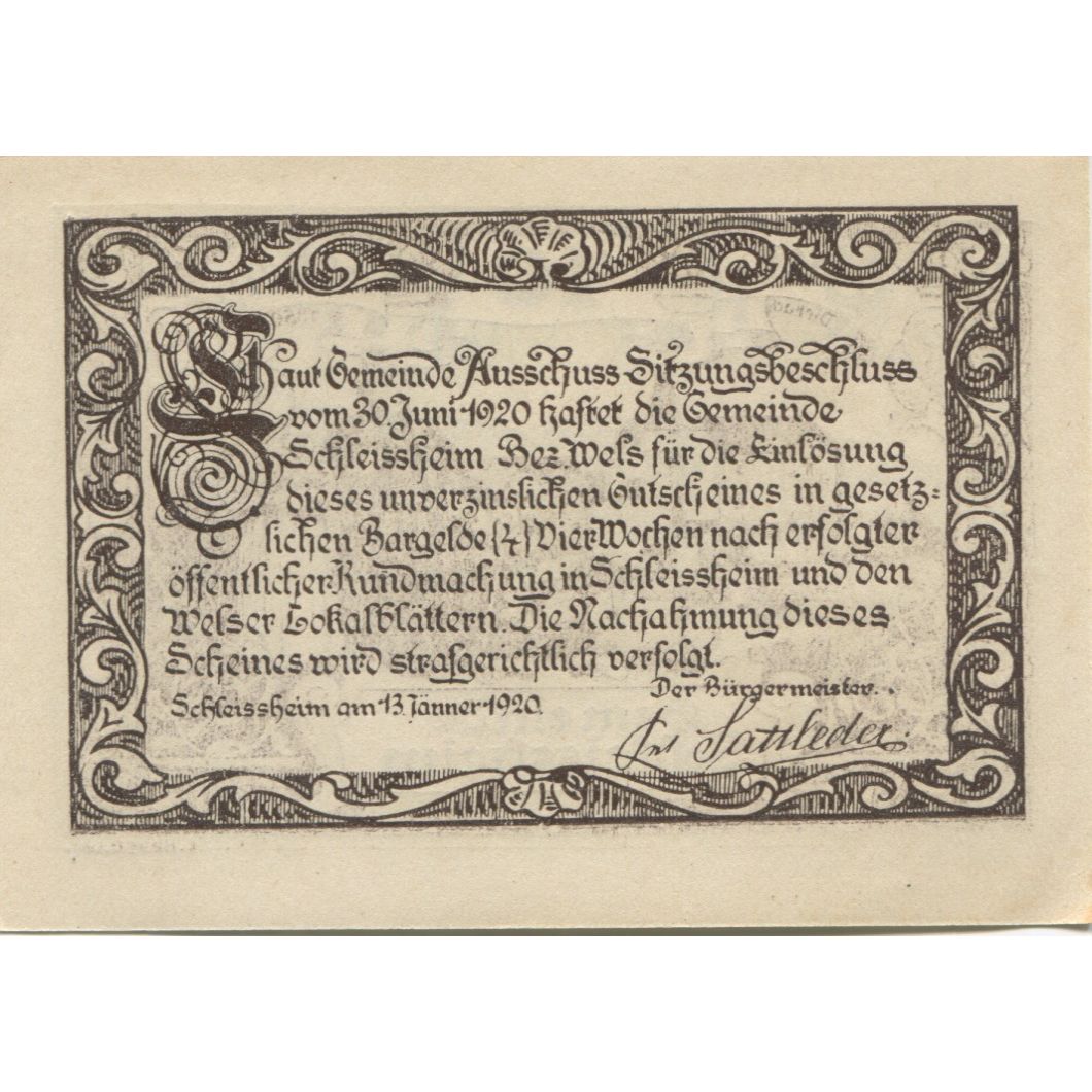 Banknote, Austria, Schleissheim, 10 Heller, 1920, 1920-06-30 UNC(63) Mehl:FS 961