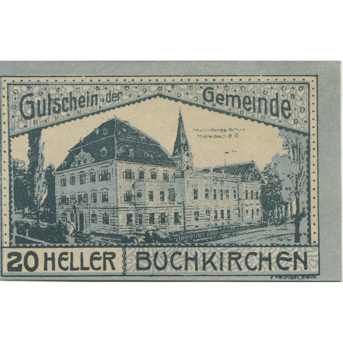 Nota, Áustria, Buchkirchen, 20 Heller, champs 1920-10-31, UNC(63) Mehl:FS 114SS