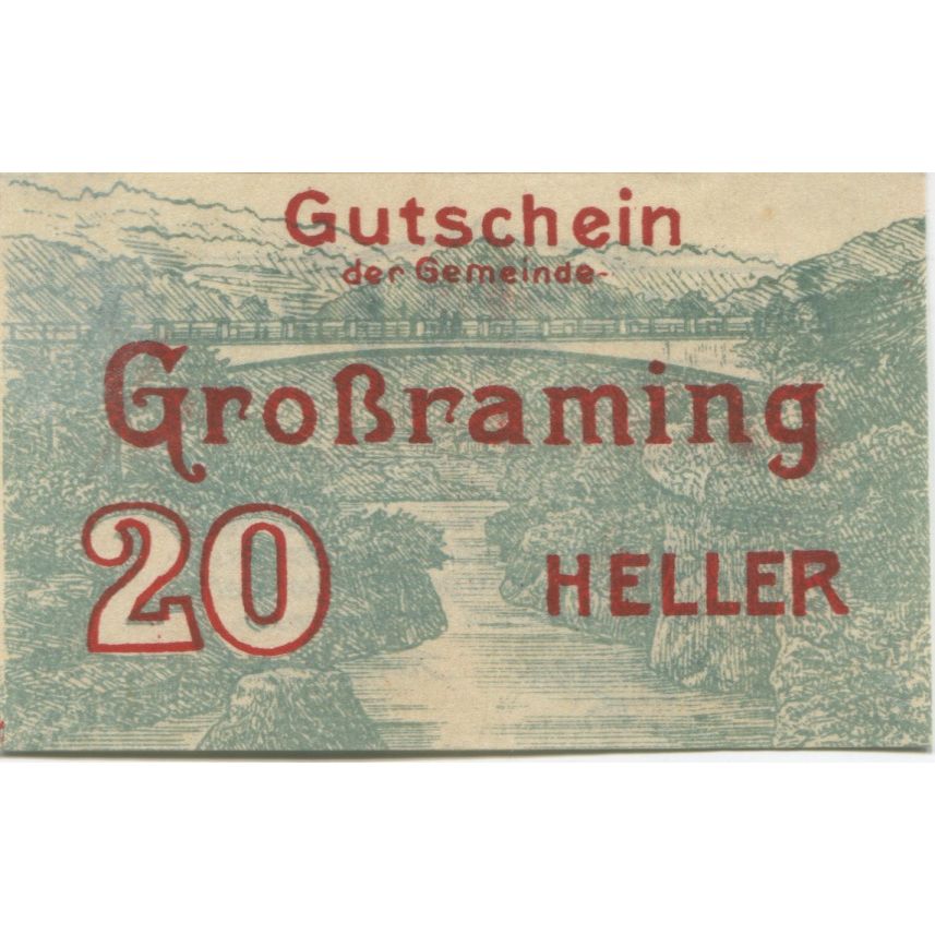 Banknote, Austria, Grossraming, 20 Heller, pont, 1920, UNC(63) Mehl:FS 296I