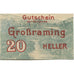 Banknote, Austria, Grossraming, 20 Heller, pont, 1920, UNC(63) Mehl:FS 296I
