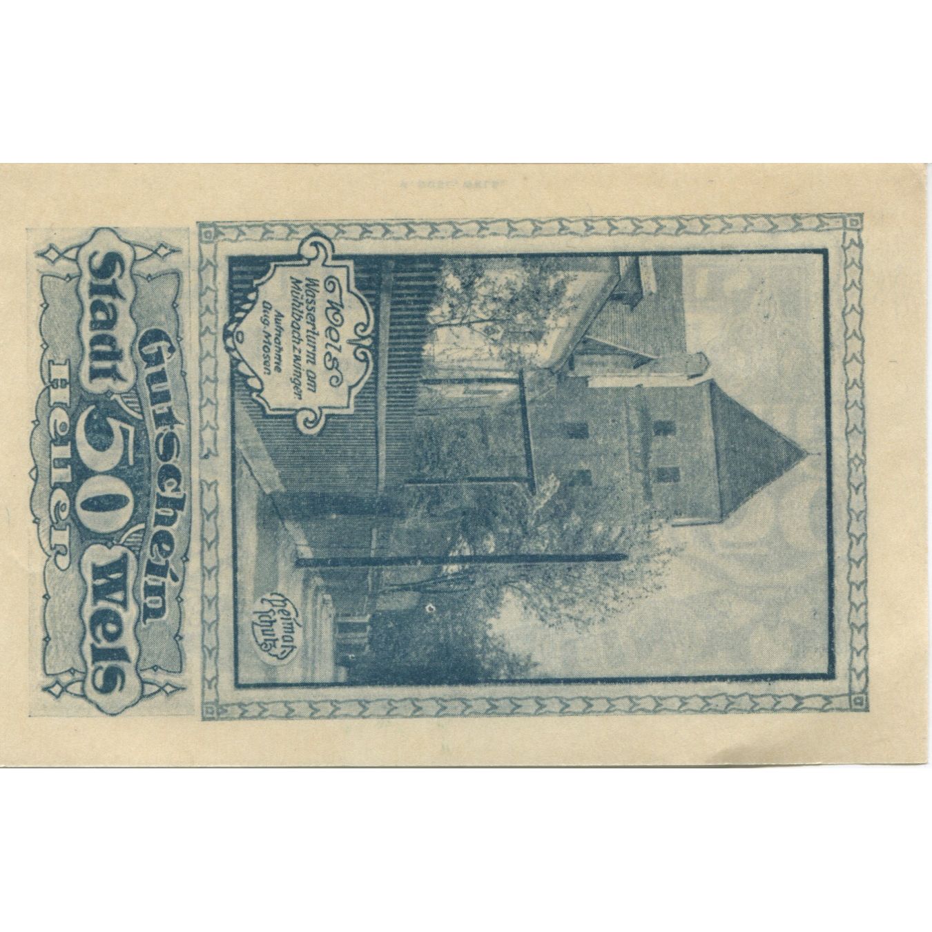 Geldschein, Österreich, Wels, 50 Heller, rue, 1920, UNZ-, Mehl:FS 1167II