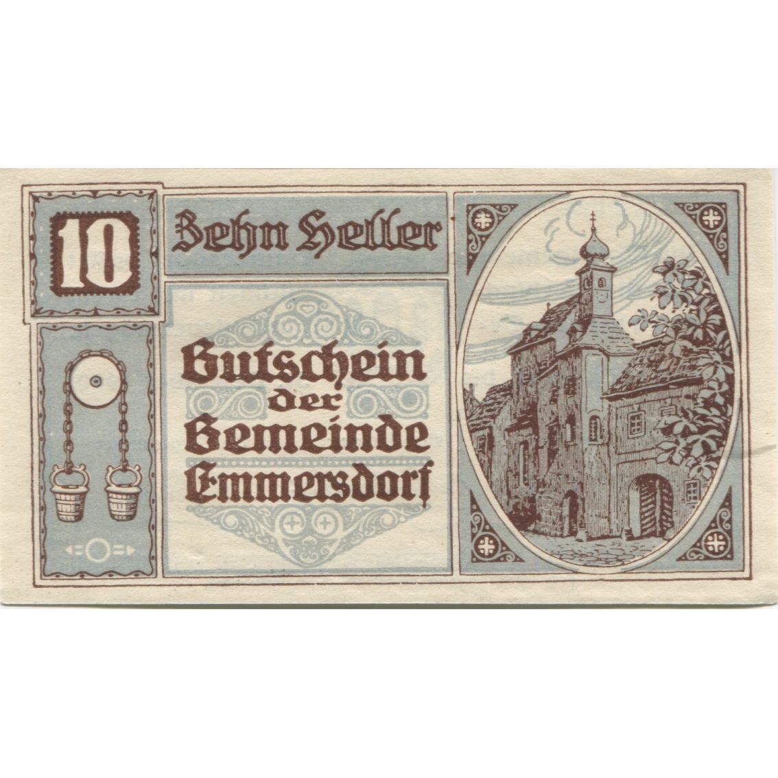 Banknote, Austria, Emmersdorf, 10 Heller, Eglise, 1920 UNC(63) Mehl:FS 171a