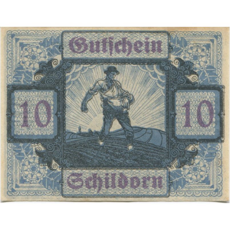 Banknot, Austria, Schildorn, 10 Heller, personnage 1920 UNC(63) Mehl:FS 959a